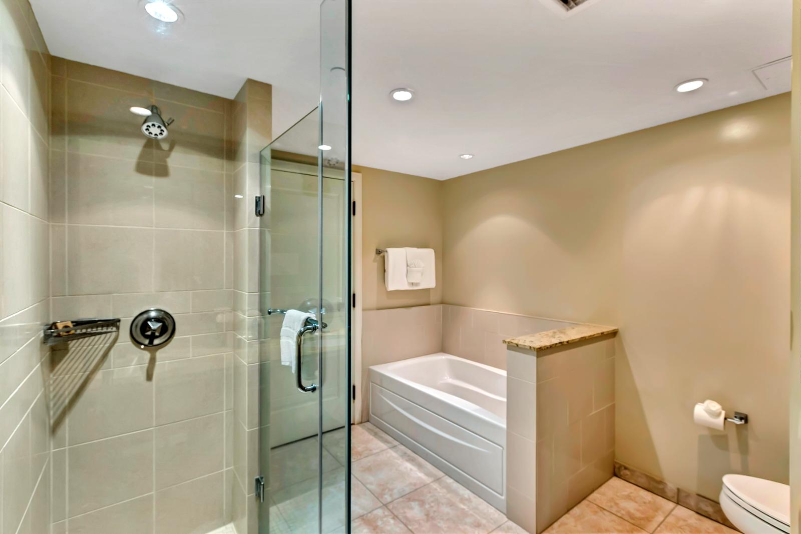 Master Bathroom with Walk in shower and tub 