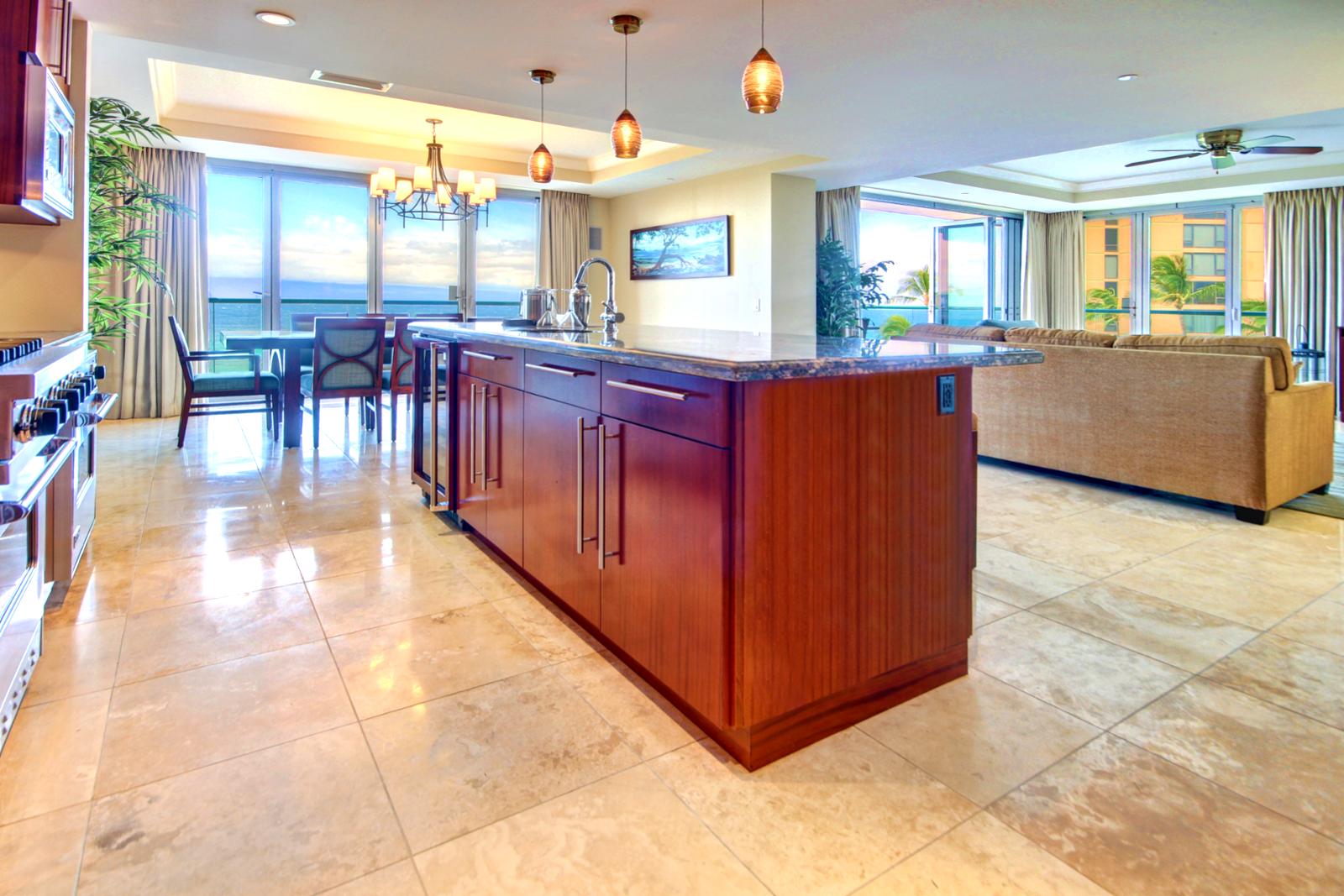 Looking into the kitchen and living space. 