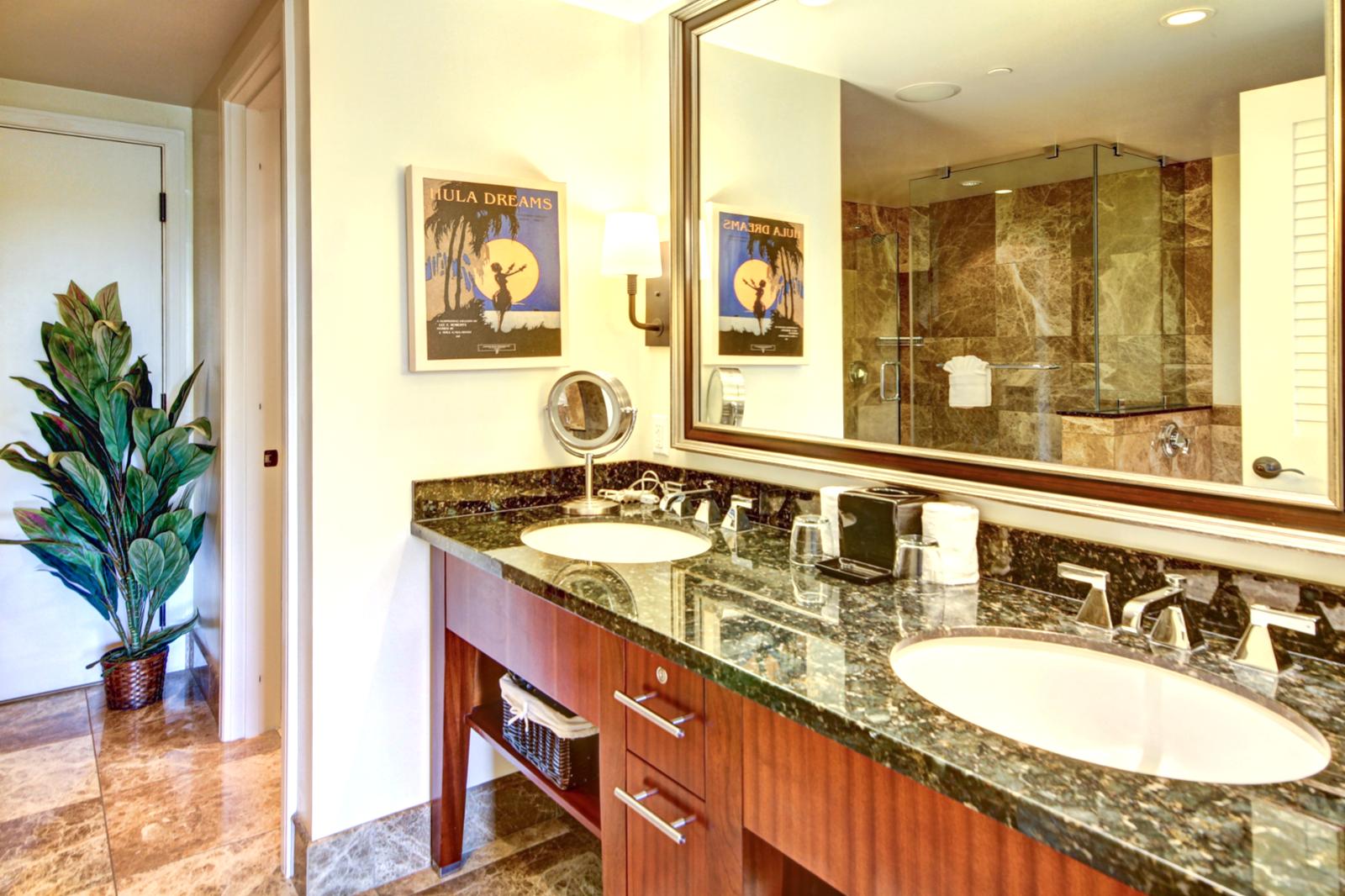 Large dual sink and extra large vanity in the 2nd master bedroom. 