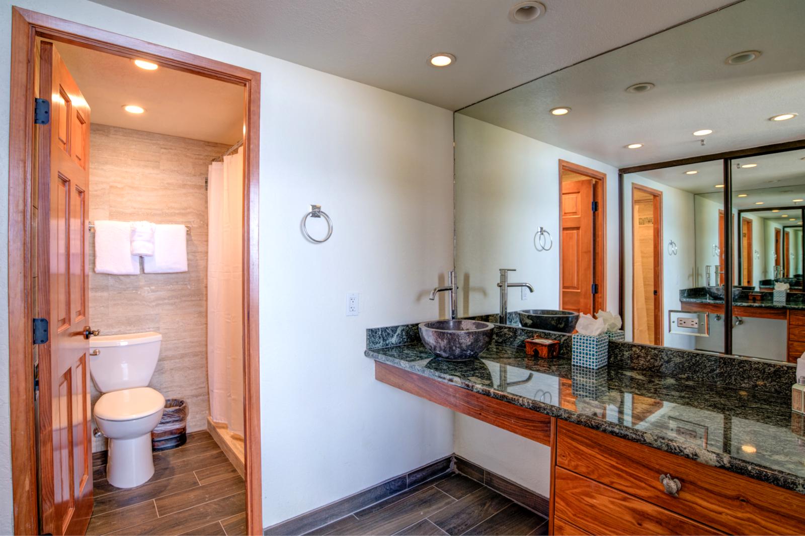 LARGE master bathroom with ample counter space