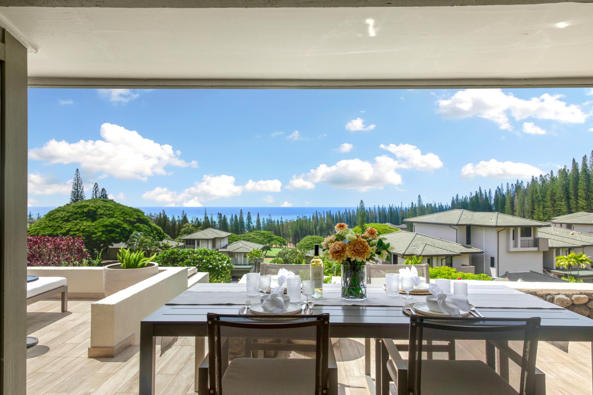 Enjoy outdoor dining on the lanai.