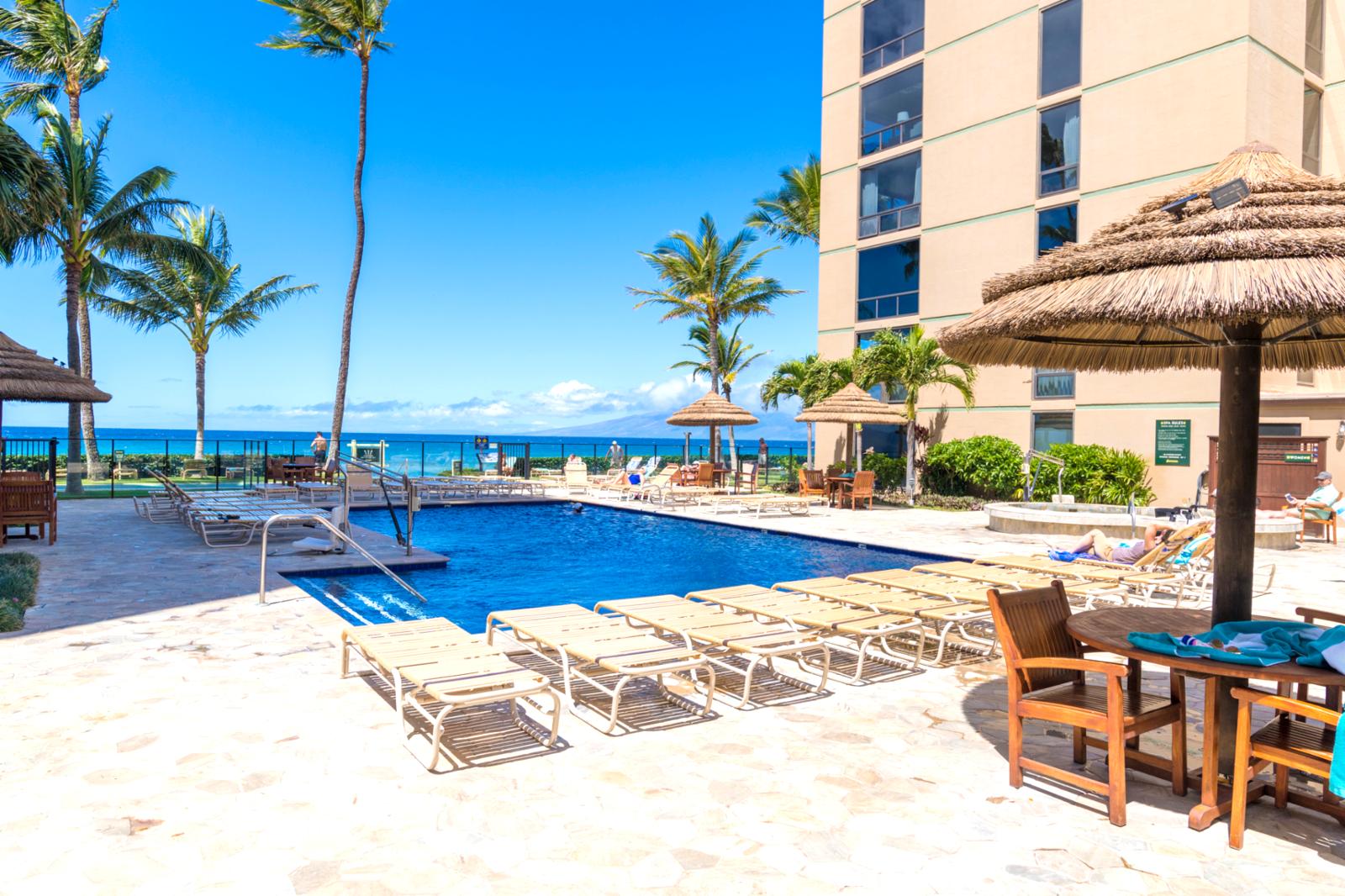 MASSIVE pool deck, perfect for relaxing and quick easy access to the beach!