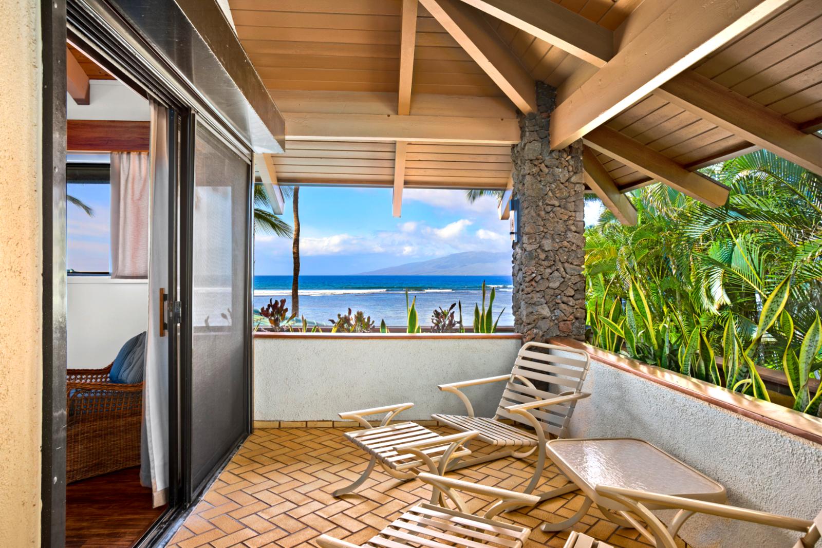Lanai off the 3rd bedroom with full ocean views 