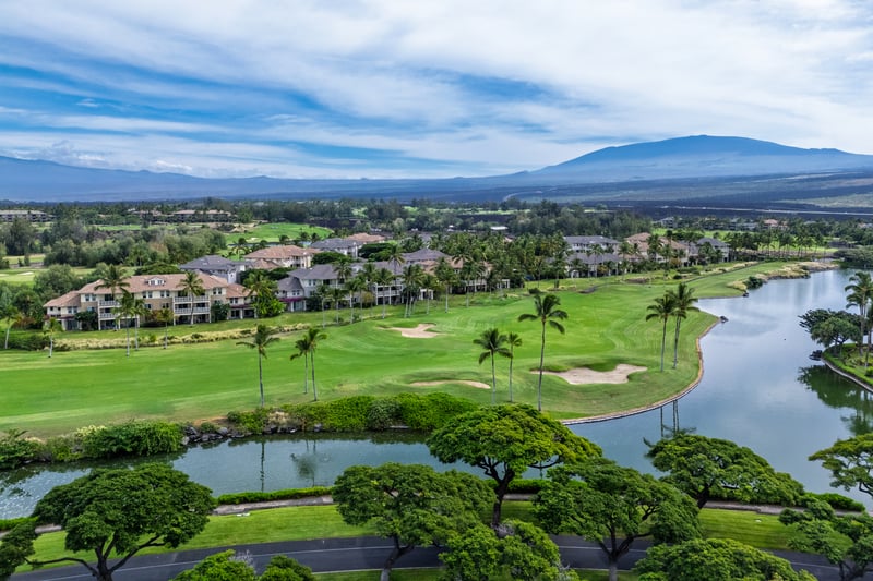 Enjoy scenic fairway views with Mauna Kea in the distance, right from the heart of the Fairway Villas community.
