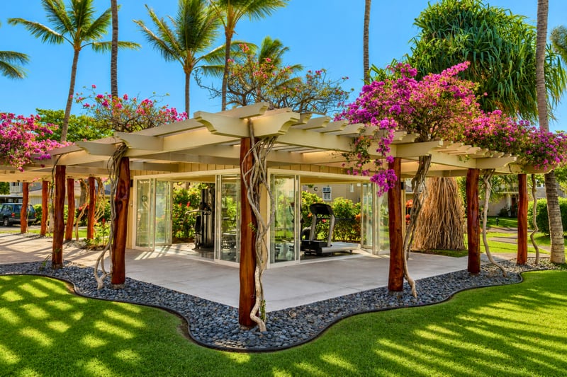 The fitness pavilion is surrounded by lush tropical landscaping, making your morning workout a breeze.