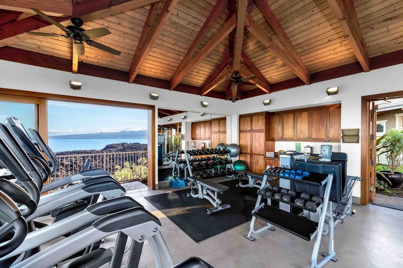 The gym is also one of our favorite features, equipped with everything you need for a great workout and right on the ocean