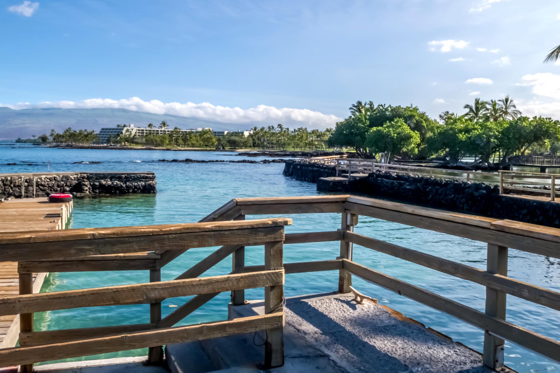Private scenic deck invites peaceful moments with unobstructed ocean bay views and majestic island mountains