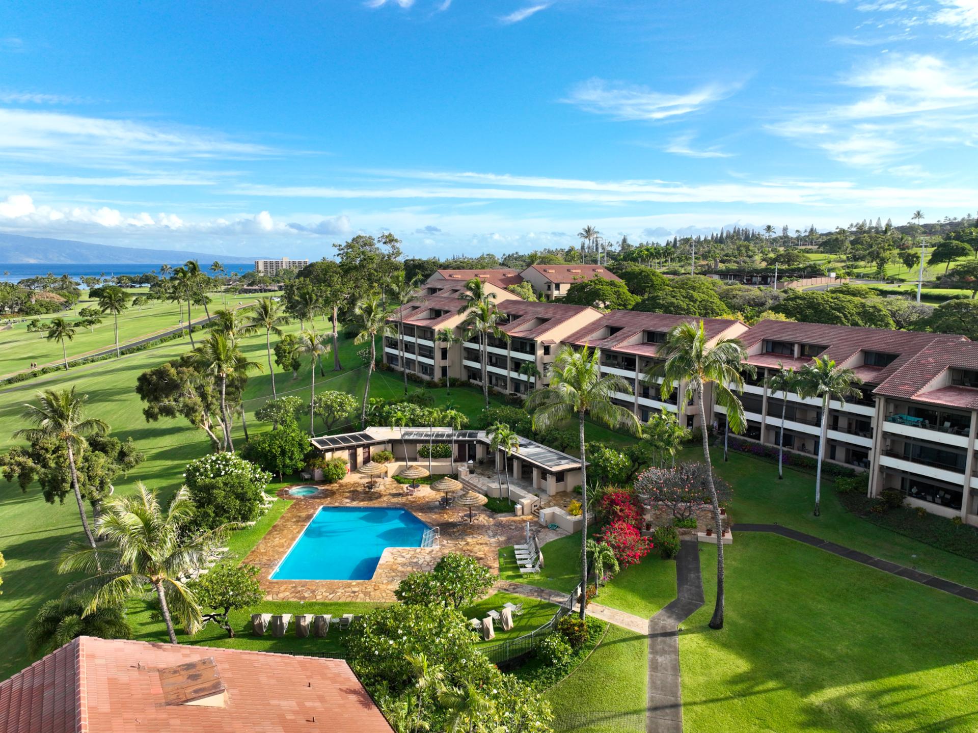 Kaanapali Royal’s lush gardens and pristine pools offer a peaceful retreat. It’s an oasis where tranquility meets elegance.