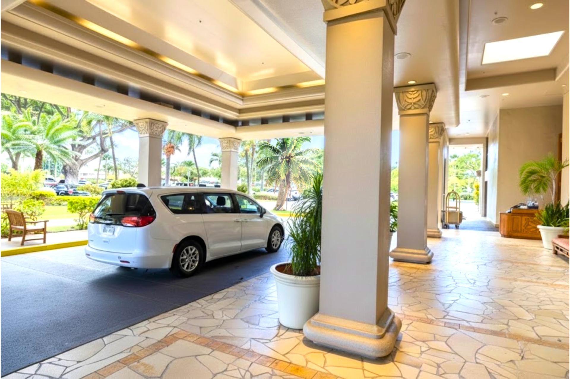 Arrive in comfort at Kaanapali Shores covered entrance, offering convenient drop-off, valet service, and easy access for resort check-in.