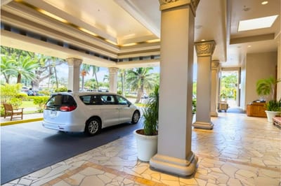 Arrive in comfort at Kaanapali Shores covered entrance, offering convenient drop-off, valet service, and easy access for resort check-in.