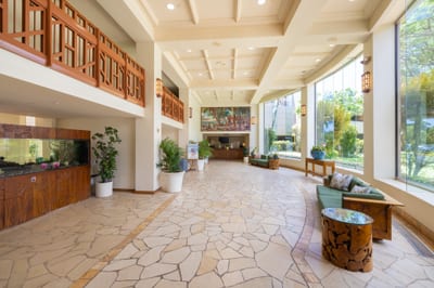 Experience a warm Maui welcome in the spacious lobby of Kaanapali Shores, where front desk services, open-air design, and tropical elegance set the tone for your stay.