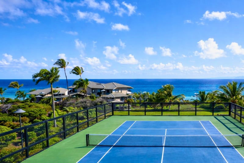 Enjoy access to a private tennis court, perfect for friendly matches with an incredible view.
