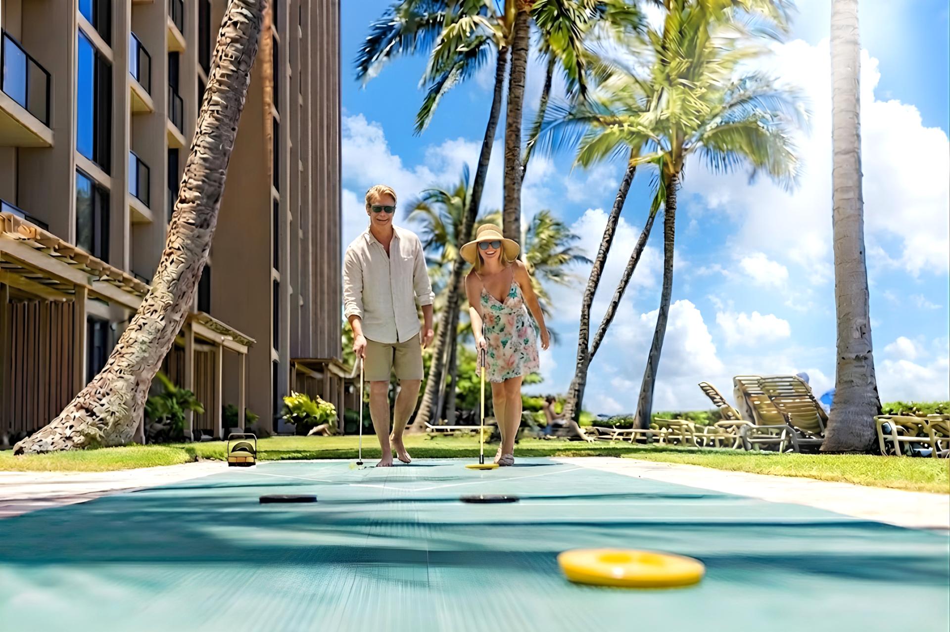 Have fun at the seaside shuffleboard court!