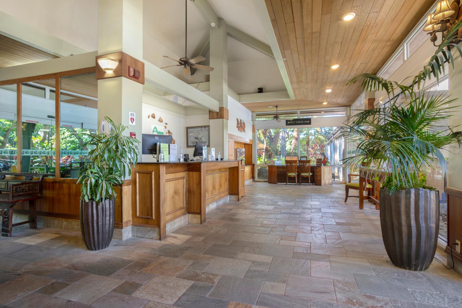 The front desk is easily accessible at the entrance to the resort. Don't forget, when you book direct with KBM, you get access to our exclusive concierge service during your stay!