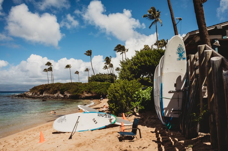 Enjoy paddleboarding adventures from our private beach, where crystal waters & island views meet