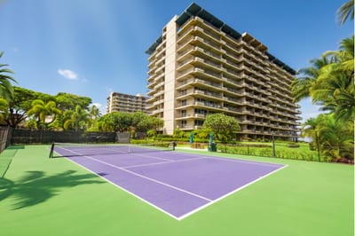 Oceanfront accommodations with beach access, infinity pools, multiple tennis courts, fitness center, golf views & tropical scenery
