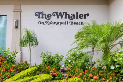 Sophisticated resort entrance with lush landscaping, tropical foliage, private driveway & direct access to beachfront living