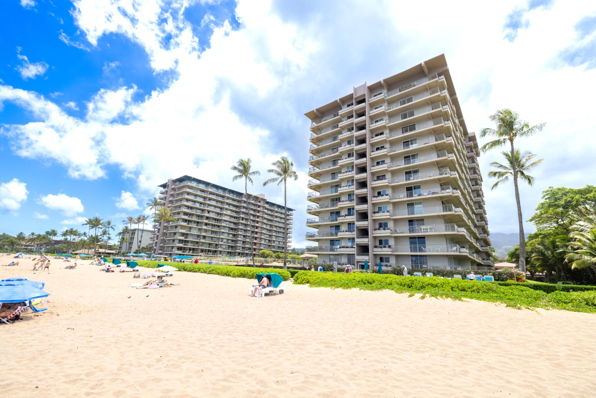 Step onto Maui’s pristine beach from your luxury oceanfront condo. Direct beach access, pools, and panoramic views