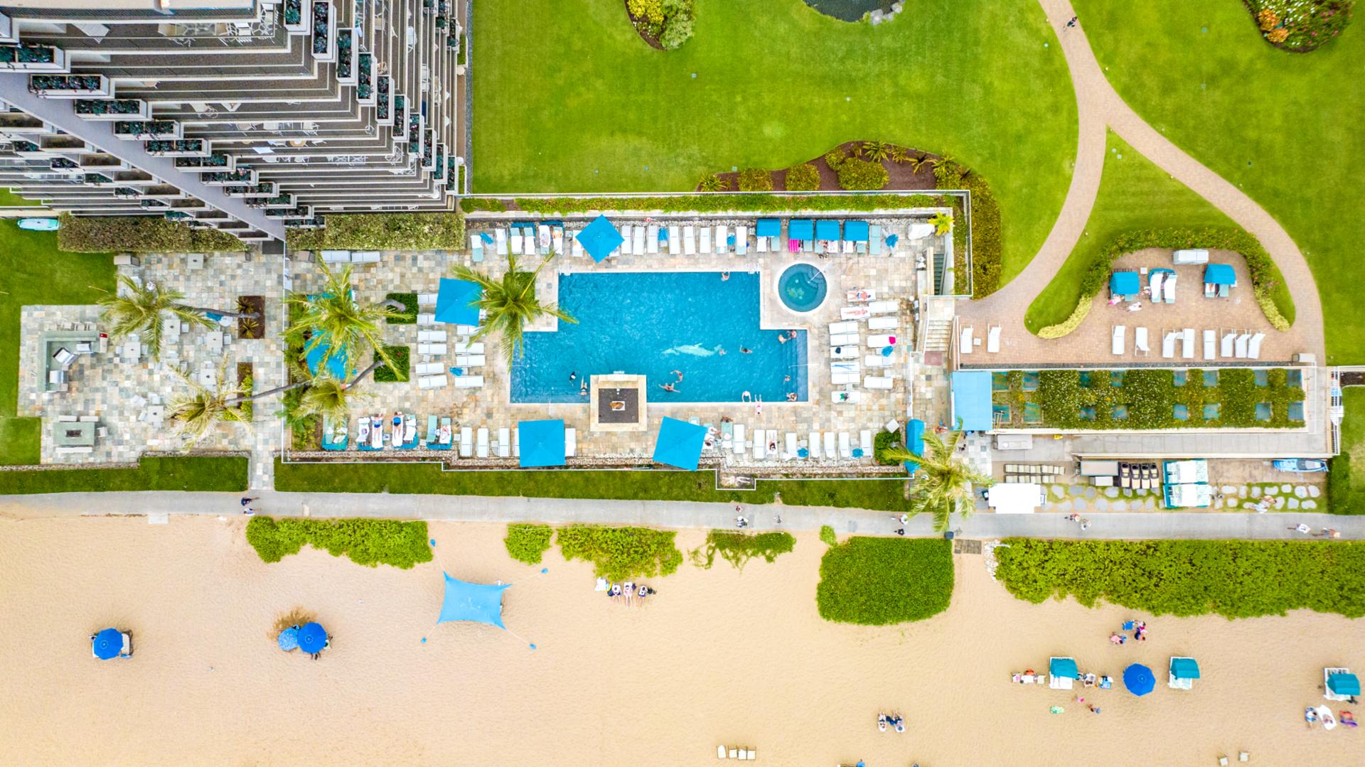 Stay beachfront in Maui with luxury condos, ocean views, resort pools, private beach access & lush tropical grounds