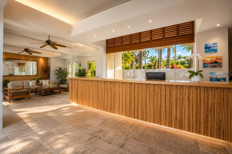 The Front Desk at The Palms is bright, cheery, and excited to welcome you.