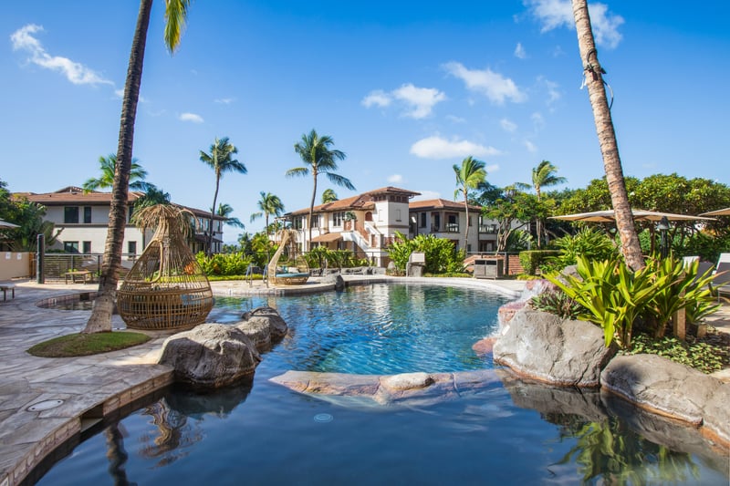 Unwind at Wailea Beach Villas' private pools, surrounded by tropical gardens & 5-star luxury in beautiful Maui