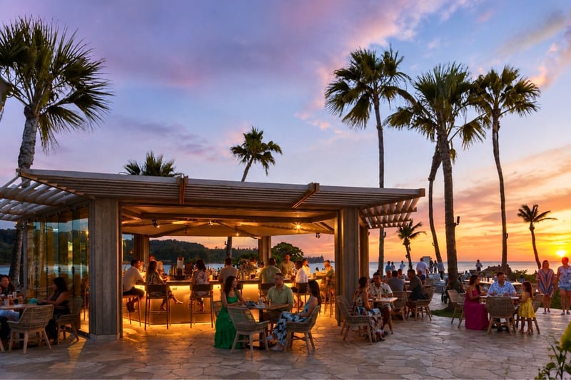 The Point Sunset & Pool Bar at the neighboring resort is open to the public and a short walk from your villa.