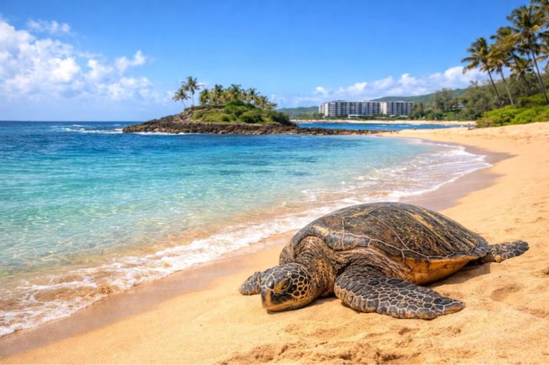You can see sea turtles (honu) at Kuilima Cove on Oahu's North Shore year-round, though the absolute best time is during the summer months (May through September)