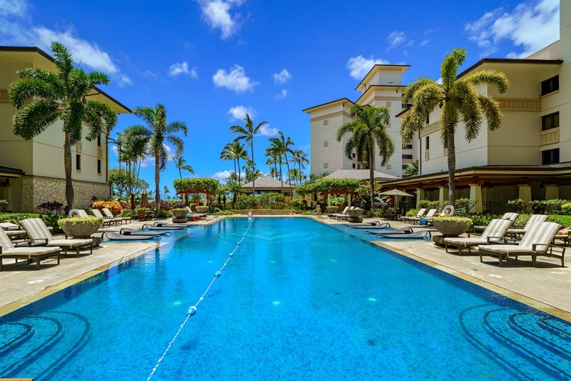 The inviting pool beckons for a leisurely swim or a quiet moment with a book. It’s the heart of relaxation at Beach Villas.

