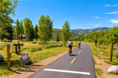 The famous Rail Trail is right outside your townhome - perfect for hiking and mountain biking in the summer!