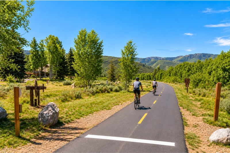 The famous Rail Trail is right outside your townhome - perfect for hiking and mountain biking in the summer!