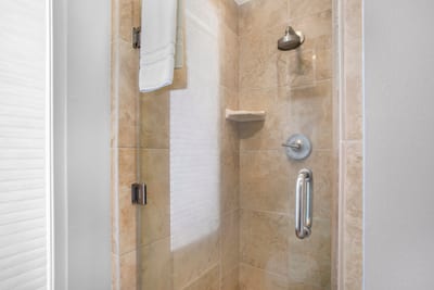 Get ready to rinse, refresh, and repeat—this guest bath has everything you need wrapped in sleek design and cozy details