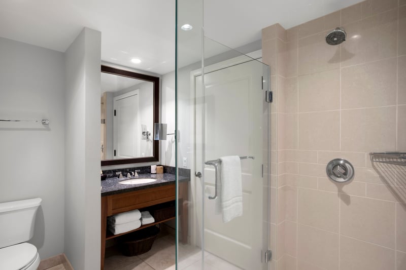 Chic and modern, this bathroom exudes understated luxury at every turn.