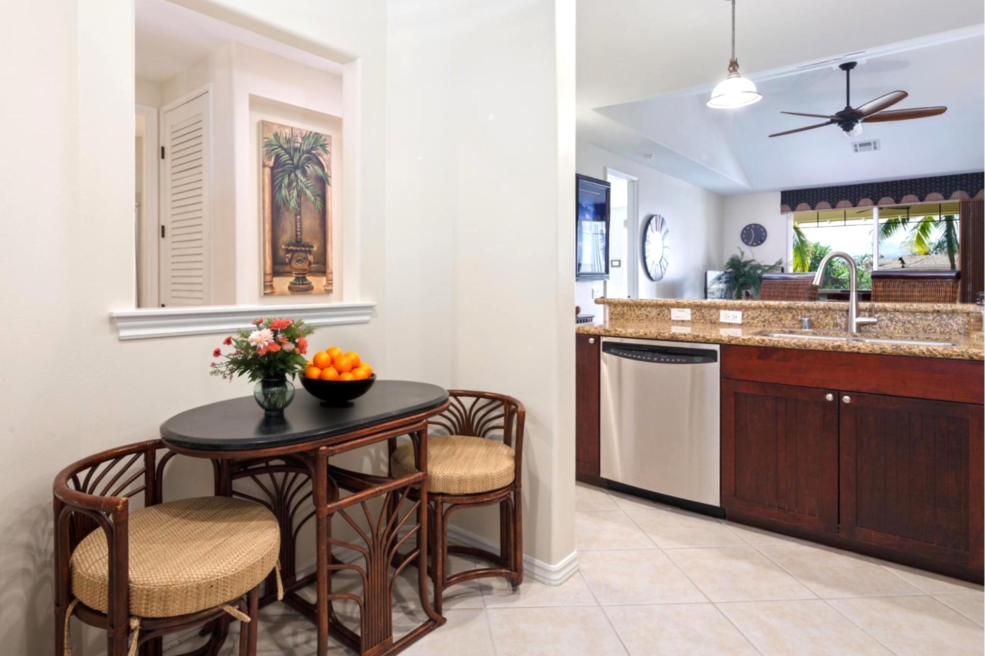 Kitchen overlooks the open living area, so you’re never far from the conversation.