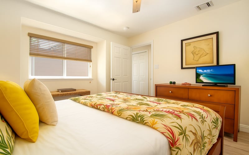Peaceful bedroom with classic island touches and soft tones WCV-305