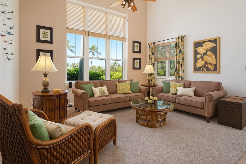 Sunlit space with tropical decor and large windows bringing the outdoors in WCV-305