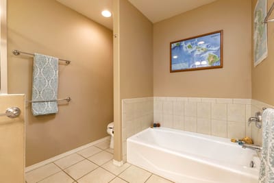 Enjoy a spa-like experience with elegant finishes and a deep soaking tub