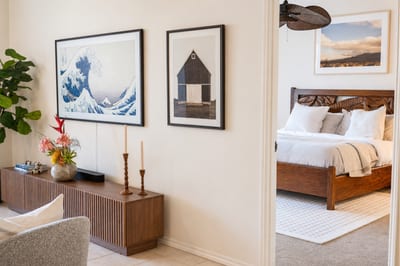 Retreat to the serene primary suite featuring a king bed, quality linens and a peaceful island ambiance FVW-L21