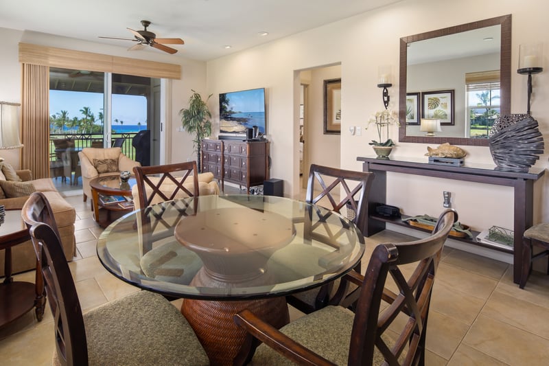 Gather in style at this bright and inviting dining nook with polished finishes and charm