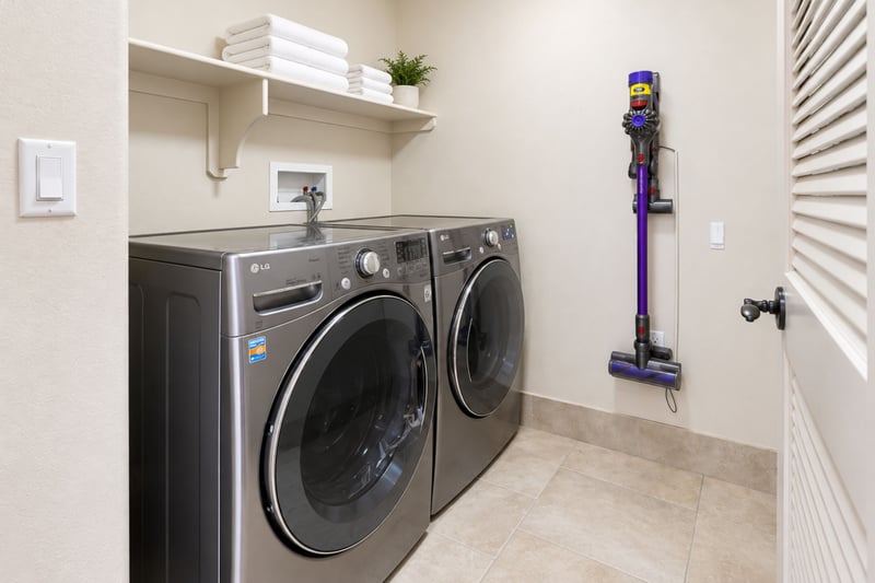 Your own washer and dryer make it easy to pack lighter and refresh beachwear throughout your stay. HLI-12A