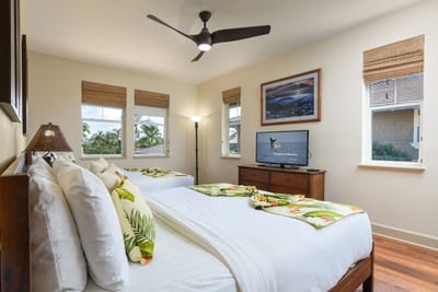 Comfortable guest bedroom designed for peaceful sleep