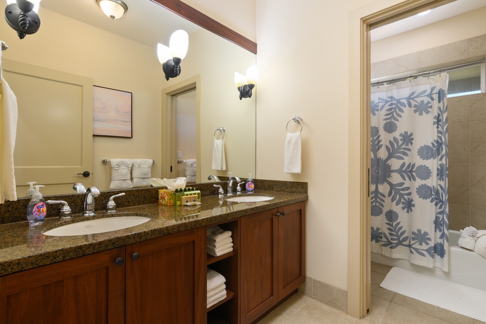 Spacious bathroom vanity with plenty of room to get ready