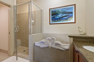 Refresh in a spacious walk in shower after days spent at the beach