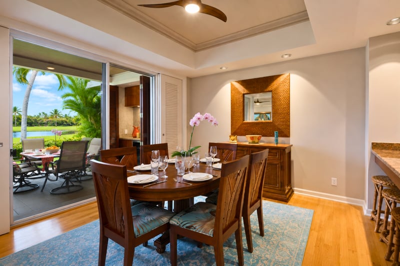 Elegant formal dining area with seating for six, ideal for family meals.