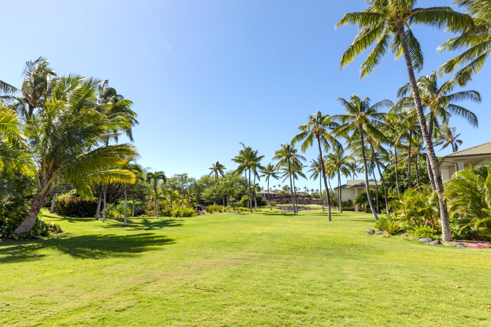 Wide open lawns framed by palms—paradise just beyond your lanai