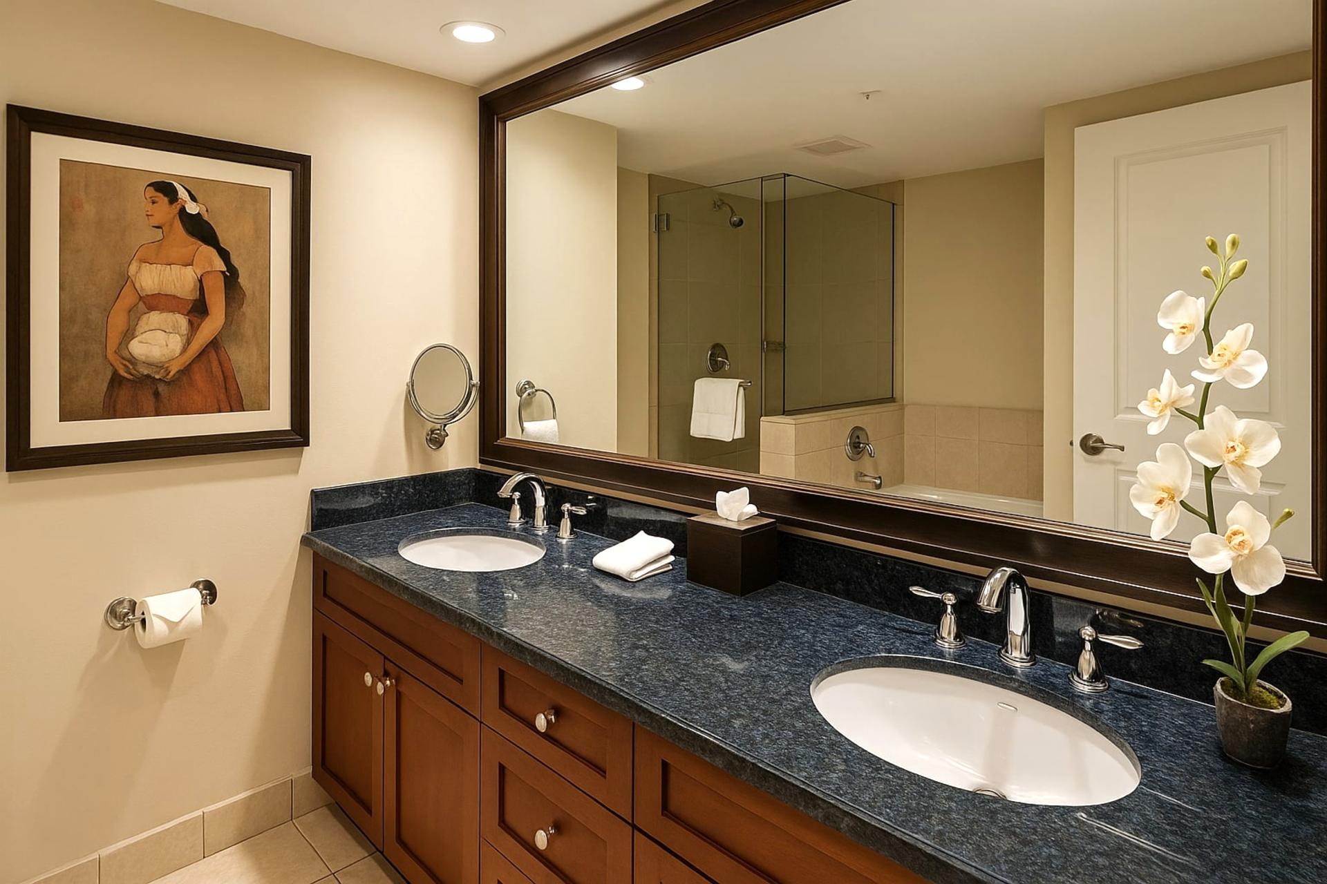 Luxurious master bath with elegant finishes and a spa feel