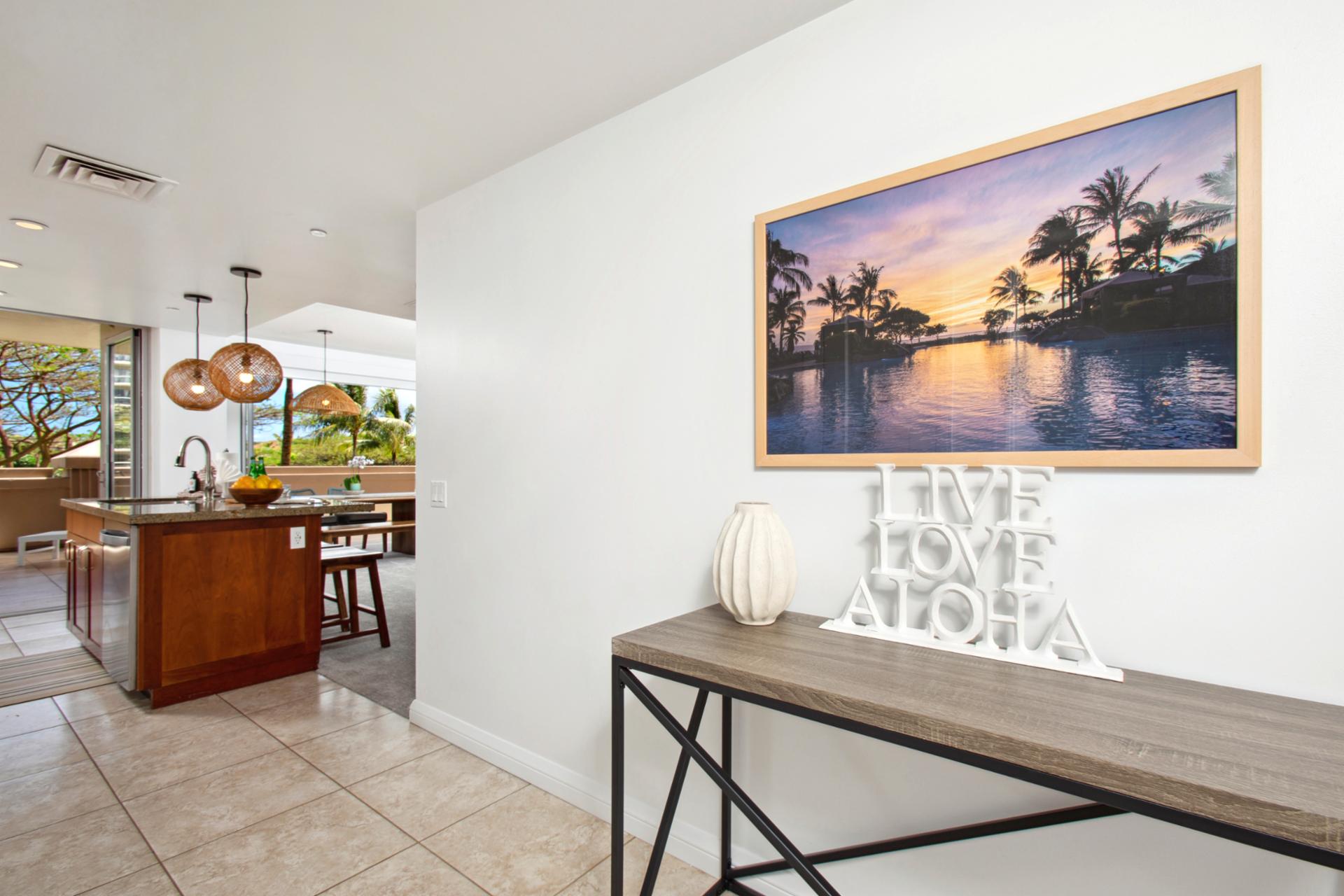 Welcome home: island sunset views, open kitchen, and aloha spirit