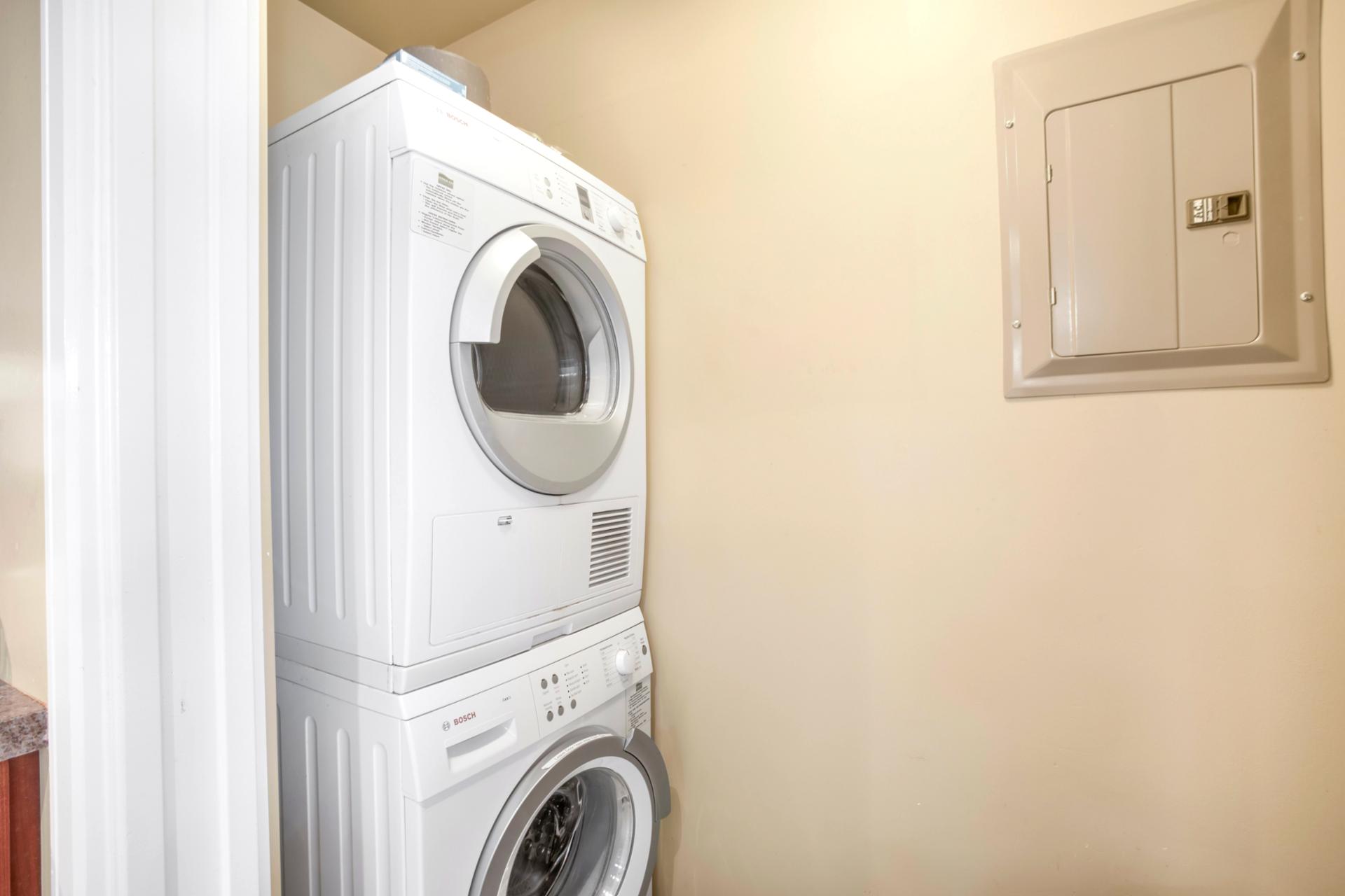 Washer and dryer tucked neatly for everyday ease