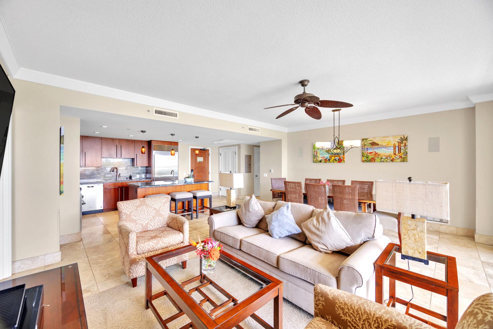 Gather, relax, and enjoy laid-back private luxury in this inviting open living area