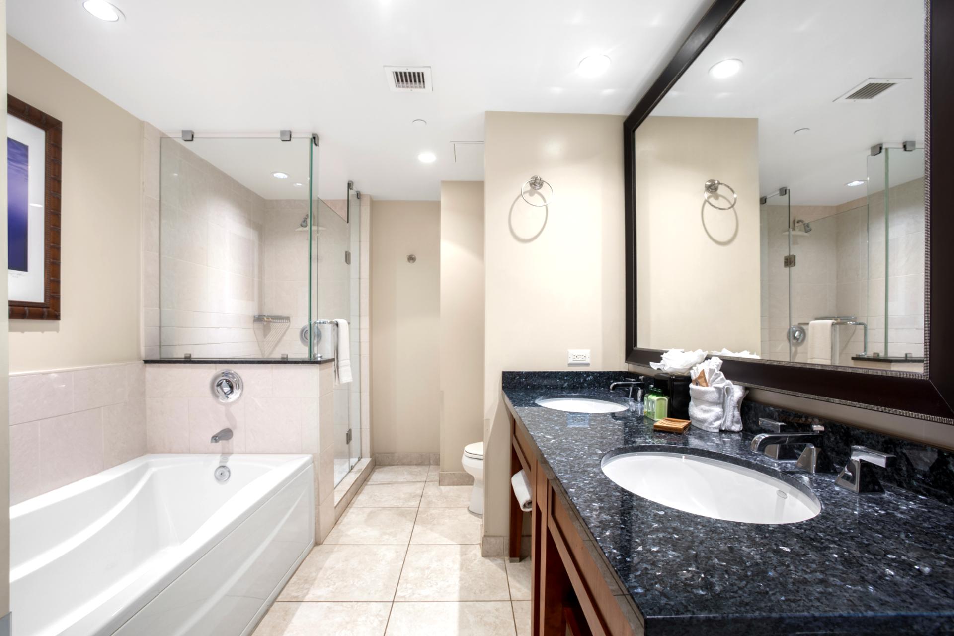 Dual sinks and spacious counters make mornings a breeze