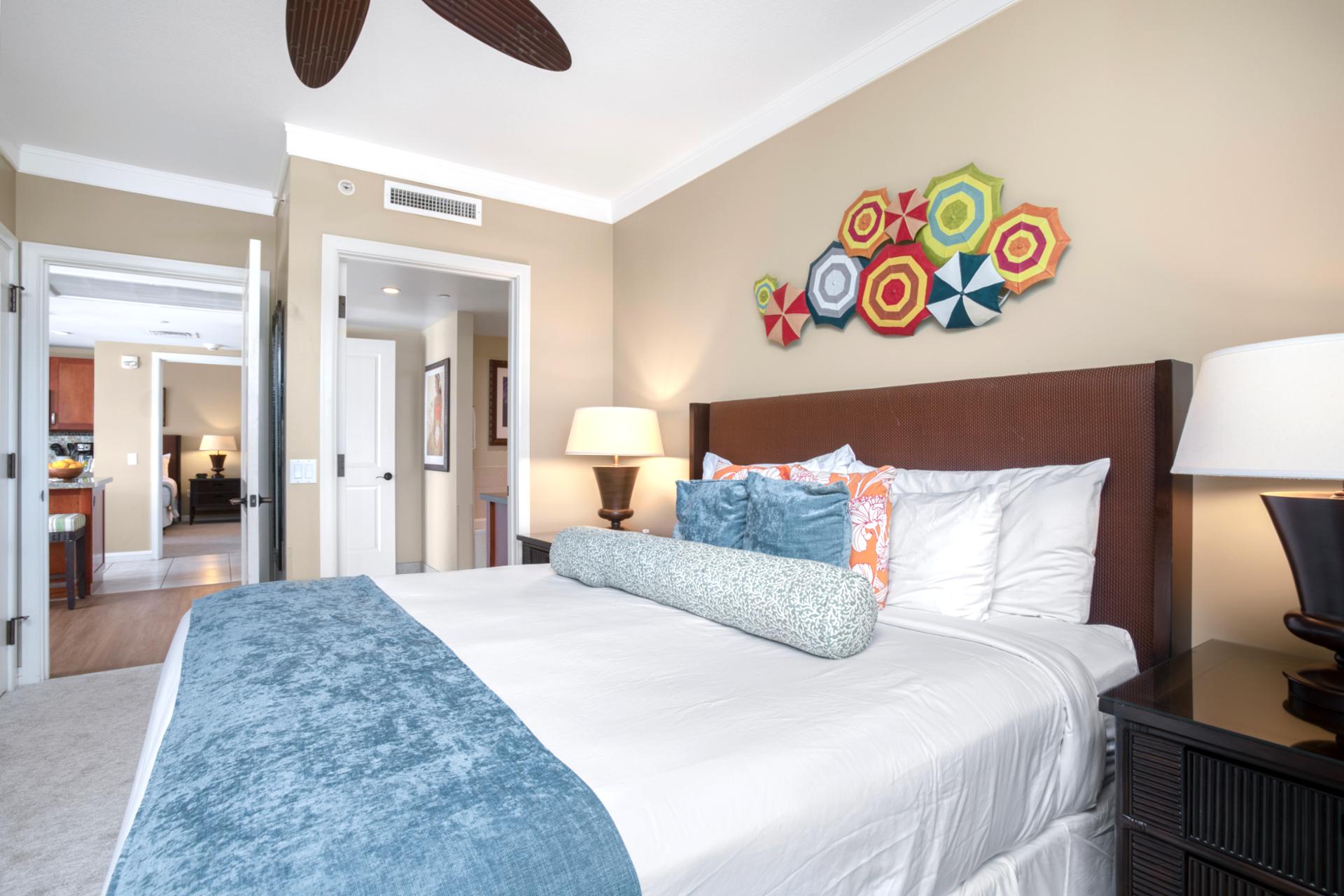 Bright and spacious master bed for restful nights